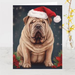 Shar Pei Hond in Sneeuw Kerstmis Kaart
