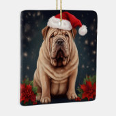 Shar Pei Hond in Sneeuw Kerstmis Keramisch Ornament (Rechts)