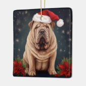 Shar Pei Hond in Sneeuw Kerstmis Keramisch Ornament (Links)