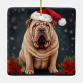 Shar Pei Hond in Sneeuw Kerstmis Keramisch Ornament (Achterkant)