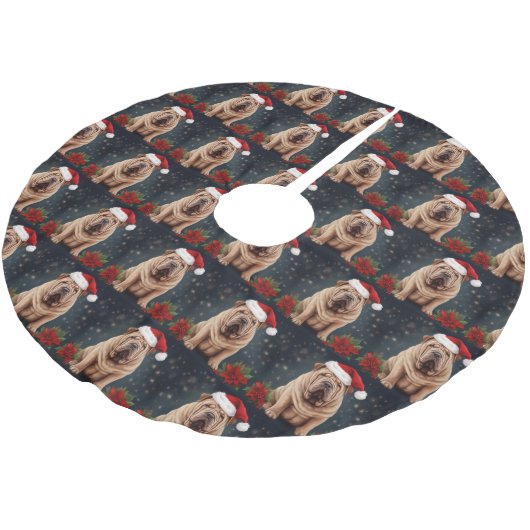 Shar Pei Hond in Sneeuw Kerstmis Kerstboom Rok (Gekanteld)