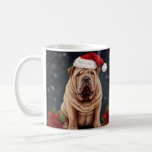 Shar Pei Hond in Sneeuw Kerstmis Koffiemok (Links)