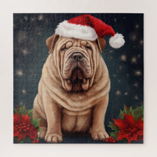 Shar Pei Hond in Sneeuw Kerstmis Legpuzzel