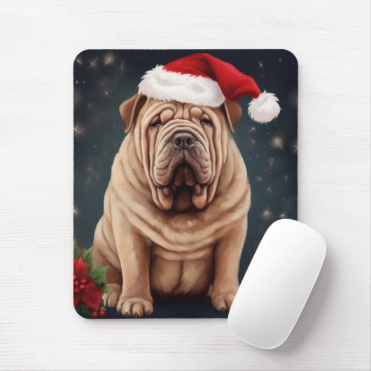 Shar Pei Hond in Sneeuw Kerstmis Muismat (Met muis)