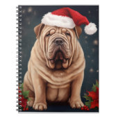 Shar Pei Hond in Sneeuw Kerstmis Notitieboek (Voorkant)
