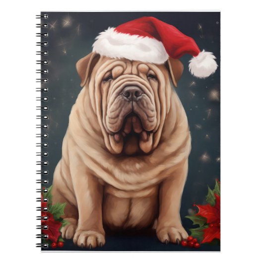 Shar Pei Hond in Sneeuw Kerstmis Notitieboek (Voorkant)