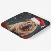 Shar Pei Hond in Sneeuw Kerstmis Papieren Bordje (Gebogen)