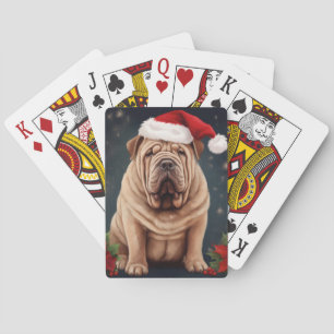 Shar Pei-hond in Sneeuw Kerstmis Pokerkaarten