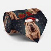 Shar Pei Hond in Sneeuw Kerstmis Stropdas (Opgerold)