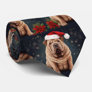 Shar Pei Hond in Sneeuw Kerstmis Stropdas