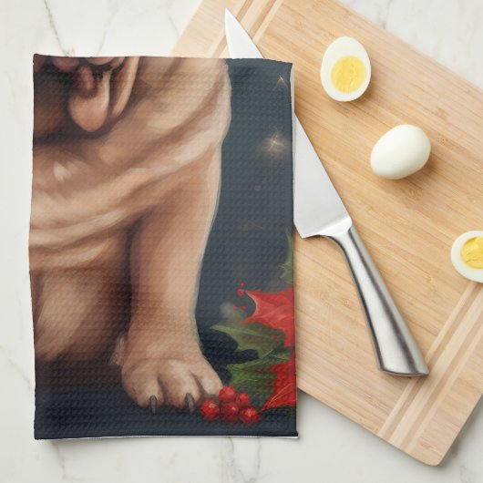 Shar Pei Hond in Sneeuw Kerstmis Theedoek (Quarter Fold)