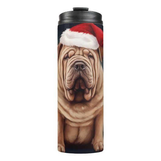 Shar Pei Hond in Sneeuw Kerstmis Thermosbeker (Voorkant)