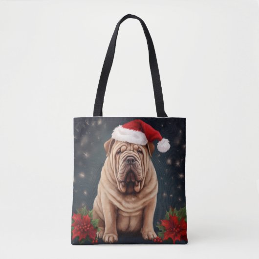 Shar Pei Hond in Sneeuw Kerstmis Tote Bag (Voorkant)