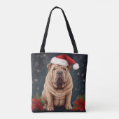 Shar Pei Hond in Sneeuw Kerstmis Tote Bag (Achterkant)