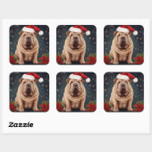 Shar Pei Hond in Sneeuw Kerstmis Vierkante Sticker (Vel)