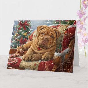 Shar Pei Hond Kerst Feestelijk Kaart