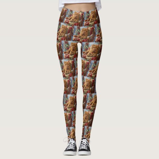 Shar Pei Hond Kerst Feestelijk Leggings (Voorkant)