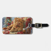 Shar Pei Hond Kerstfeest Bagagelabel (Voorkant horizontaal)