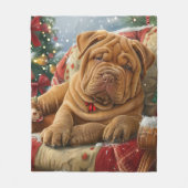 Shar Pei Hond Kerstfeest Festiviteit Fleece Deken (Voorkant)