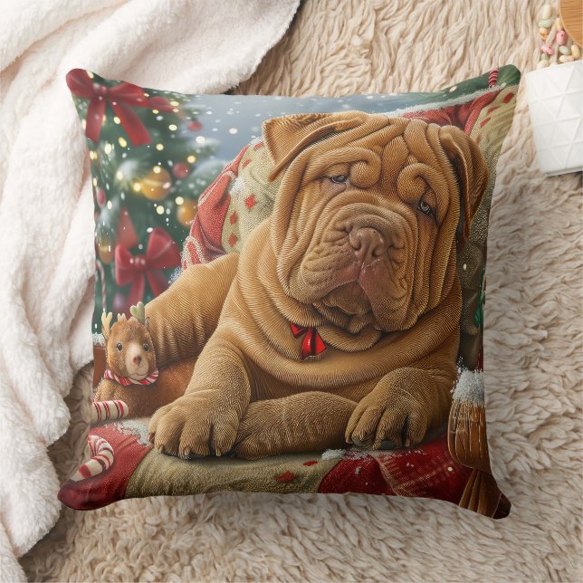 Shar Pei Hond Kerstfeest Kussen (Deken)