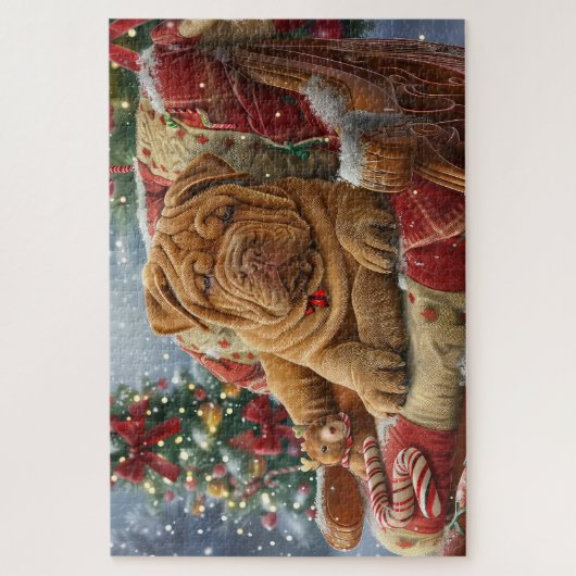 Shar Pei Hond Kerstfeest Legpuzzel (Verticaal)