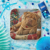 Shar Pei Hond Kerstfeest Papieren Bordje (Feest)