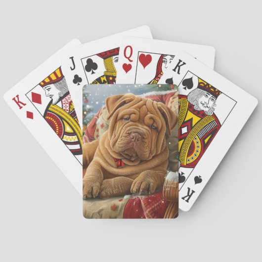 Shar Pei Hond Kerstfeest Pokerkaarten (Achterkant)