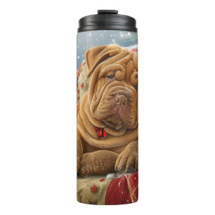 Shar Pei Hond Kerstfeest Thermosbeker