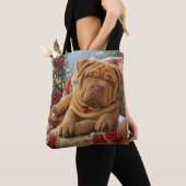 Shar Pei Hond Kerstfeest Tote Bag (Dichtbij)