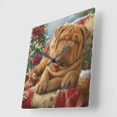Shar Pei Hond Kerstfeest Vierkante Klok (Hoek)