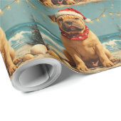 Shar Pei Hond Kerstmis Vintage Strand Cadeaupapier (Rol Hoek)