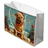 Shar Pei Hond Kerstmis Vintage Strand Groot Cadeauzakje (Achterkant Gekanteld)