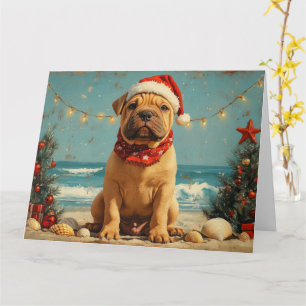 Shar Pei Hond Kerstmis Vintage Strand Kaart