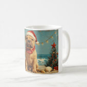Shar Pei hond Kerstmis Vintage Strand Koffiemok (Voorkant rechts)