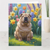 Shar Pei-hond lente bloemen schilderij Kaart (Voorkant)
