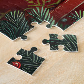Shar Pei-hond met kerstcadeaus bij de open haard Legpuzzel (Zijkant)