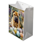Shar Pei Hond met Paaseieren Vakantie Medium Cadeauzakje (Voorkant Gekanteld)