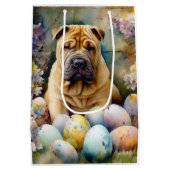 Shar Pei Hond met Paaseieren Vakantie Medium Cadeauzakje (Achterkant)