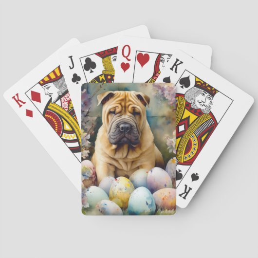 Shar Pei Hond met Paaseieren Vakantie Pokerkaarten (Achterkant)