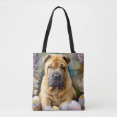 Shar Pei Hond met Paaseieren Vakantie Tote Bag (Voorkant)
