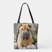 Shar Pei Hond met Paaseieren Vakantie Tote Bag (Achterkant)
