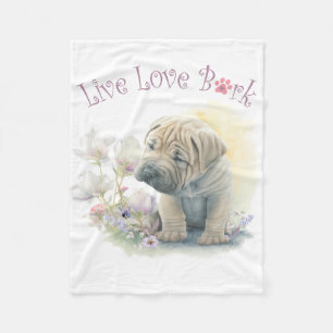 Shar-pei Hond Moeder Bloem Fleece Deken