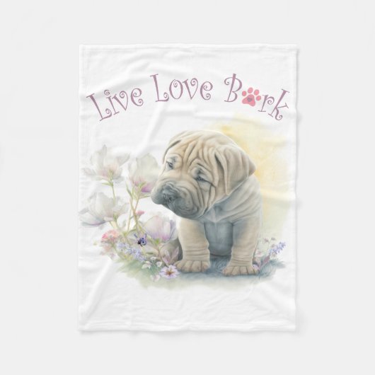 Shar-pei Hond Moeder Bloem Fleece Deken (Voorkant)