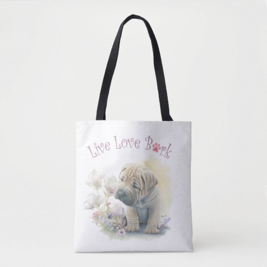 Shar-pei Hond Moeder Bloemstuk Tote Bag (Voorkant)