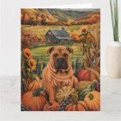 Shar Pei-hond Oogst Dankdag Kaart (Voorkant)