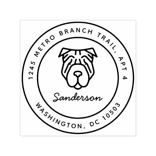 Shar Pei Hond Retouradres Stempel Zelfinkt (Design)