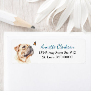 Shar-Pei Hond Vlinder Wonder Retouradres Etiket