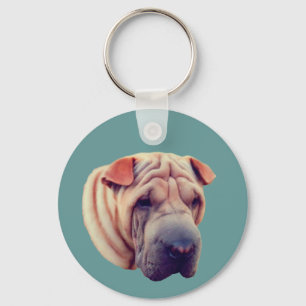 Shar Pei Hondengezicht Dier Sleutelhanger