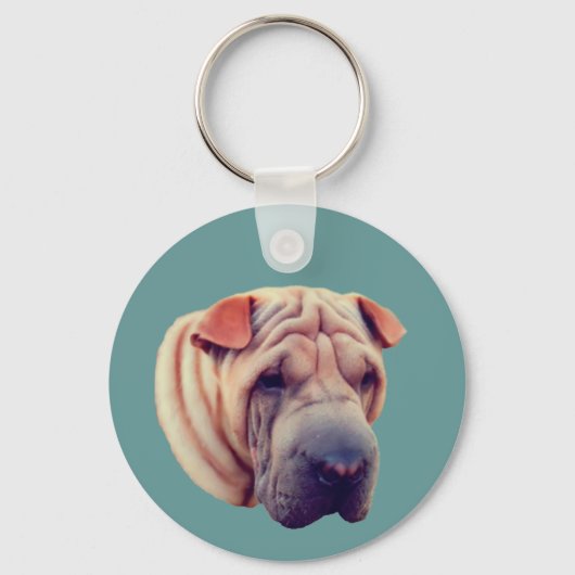 Shar Pei Hondengezicht Dier  Sleutelhanger (Voorkant)