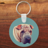 Shar Pei Hondengezicht Dier  Sleutelhanger (Voorkant)